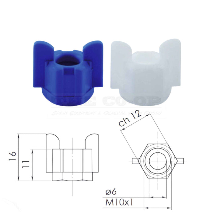 Foam marker hose holding nuts 6mm Salvarani