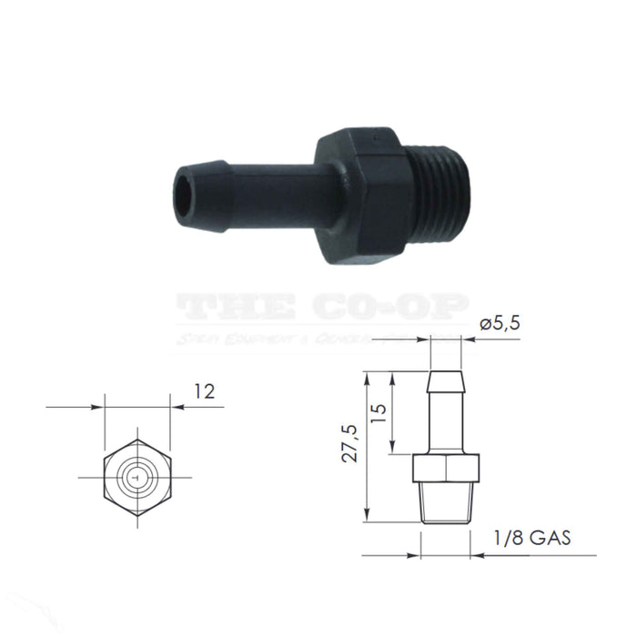 Silvan Replacement Part Adaptor 1/8 Thread Suit 6X8 Tube (042D-200138)