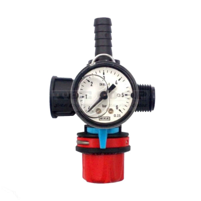 Pressure regulator for 12 volt threaded outlet pumps ARAG 9620922 with Gauge 9620922.GAUGE assembley
