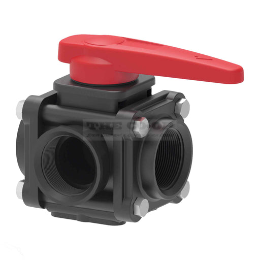 3-way bolted ball valves with side inlet and threaded couplings 45014A44 Ball Valve with 1" threads