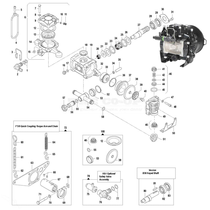 BP60K Diaphragm Pump parts diagram for parts reference