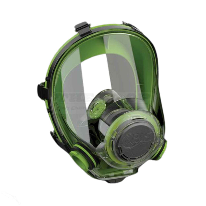 Full face chemical mask with silicone seal connections Clear background
