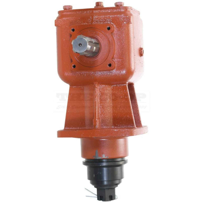 Red mechanical Gearbox, T Type, 30 hp, Ratio: 1:1:92 Increase component on a white background