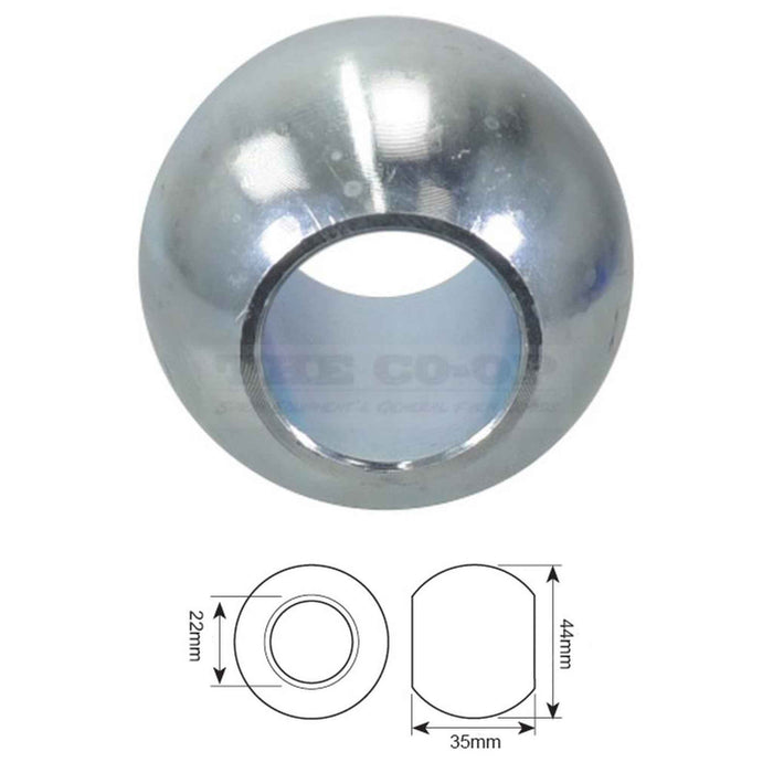 Metallic ball with dimensions on a white background S.32993