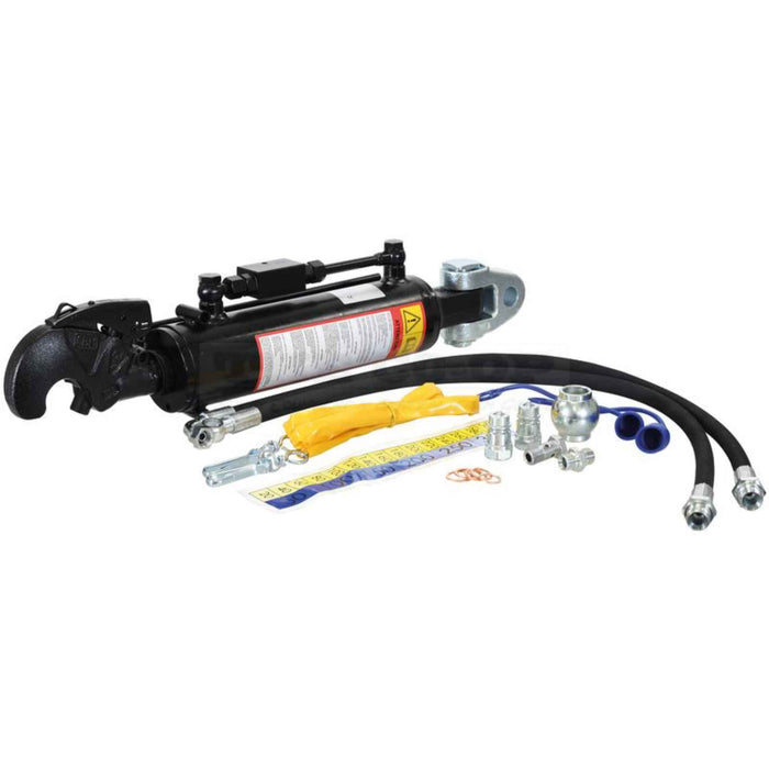 Hydraulic Toplink with hoses and connectors on a white background