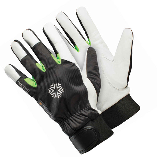 Leather cold insulation gloves White Black & Green - The Co-op