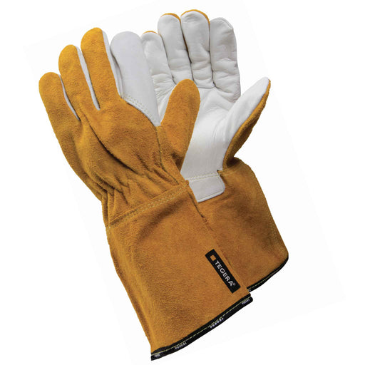 Welding gloves TEGERA 8 yellow/white leather - The Co-op
