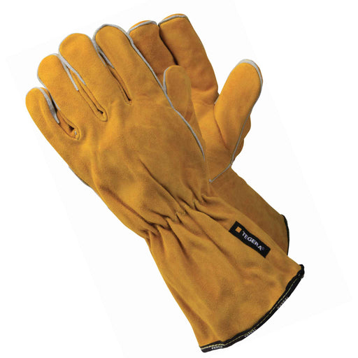 Heavy weight welding gloves yellow/grey - The Co-op