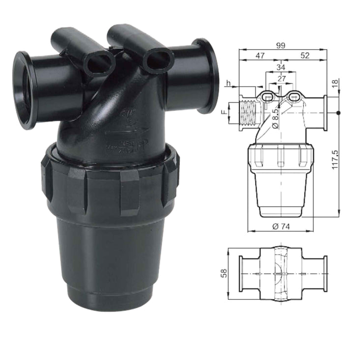 Inline Pressure filter 3/4" female threads - THE CO-OP