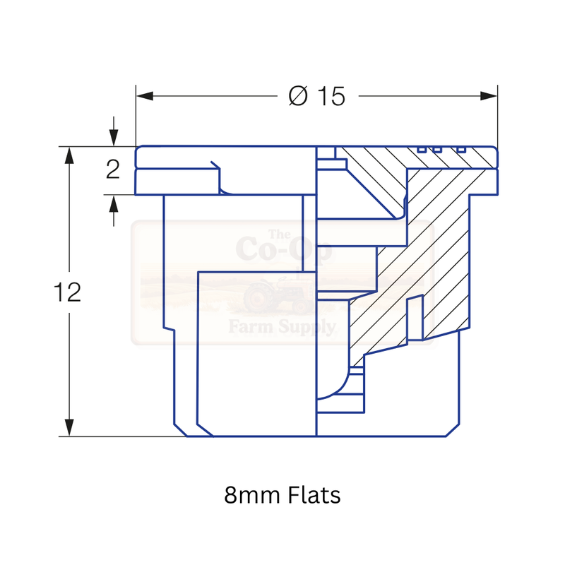 Technical drawing of a mechanical component with dimensions labeled