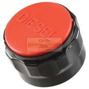 A black plastic Zetor tractor diesel fuel cap with a bright red top cap featuring the embossed word 'DIESEL'. A semi-transparent 'The Co-Op Farm Supply' watermark is visible in the center.