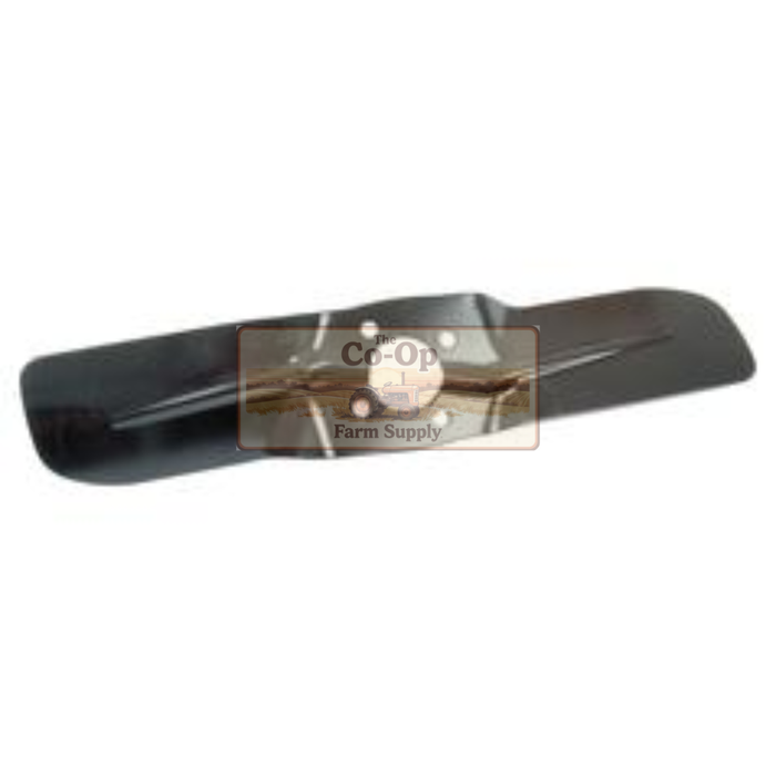 Black metal Fan blade with 'Co-Op Farm Supply' label on a white background