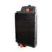 Black radiator with red caps on a white background