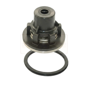 Mechanical component with a black and silver design on a white background