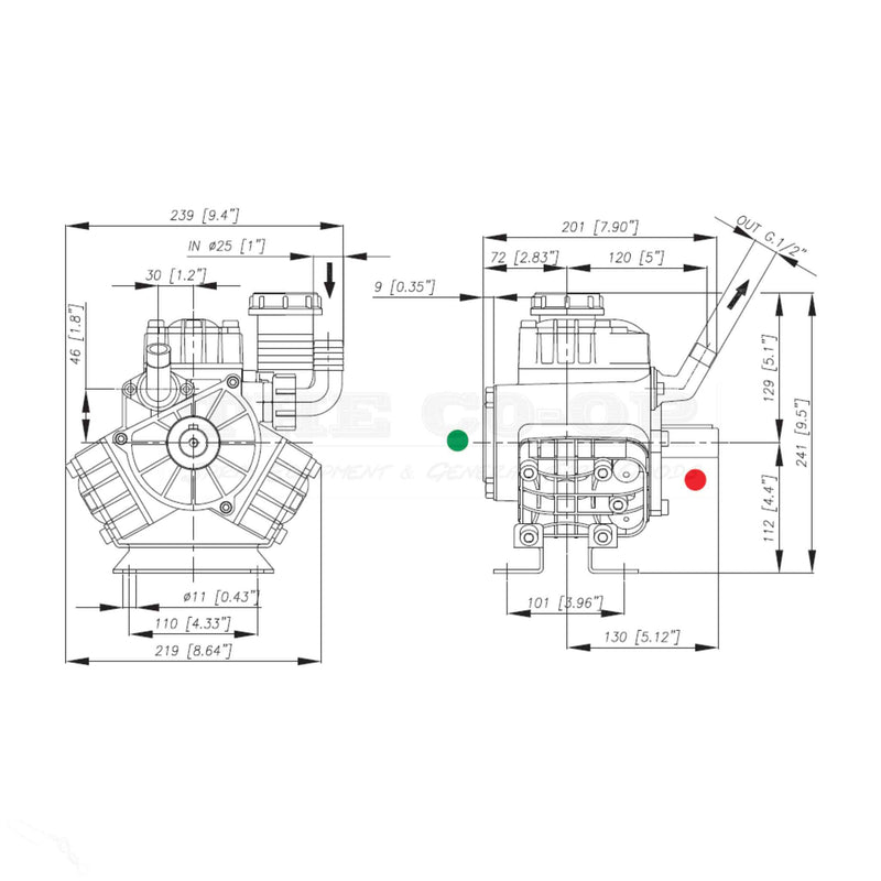 Bertolini PA430-VF replacement Diaphragm Pump 03.7007.97 -VF Bertolini PA430-vf dimensions replacement pump for Quickcorp sprayer 4178000
