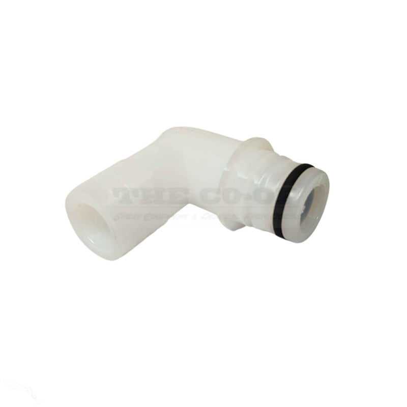 Delavan quick connect snap fitting 5d 3/4 elbow hose barb connection fitting.