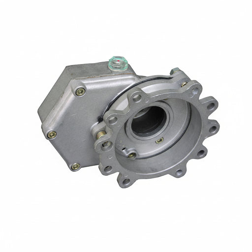 Metal mechanical component on a grey background z.I0813 reduction gearbox