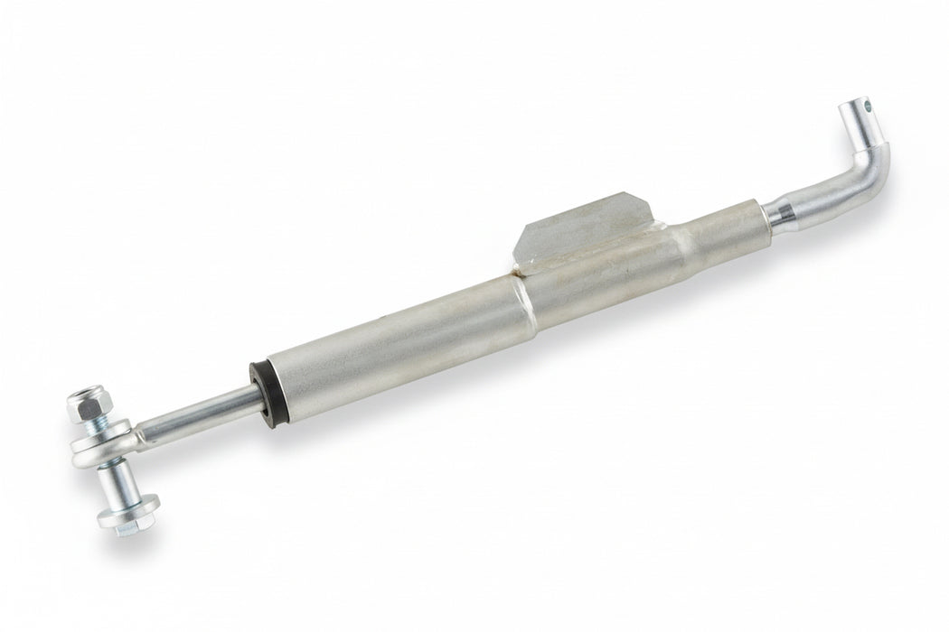 Metal rod with a curved end on a white background