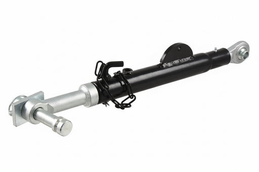 Black and silver mechanical component on a white background