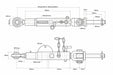 Technical drawing of a mechanical component with dimensions