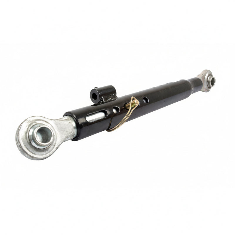 Black metal rod with silver ends on a white background
