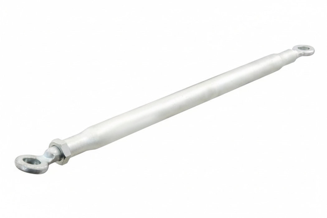 White metal rod with spherical ends on a white background