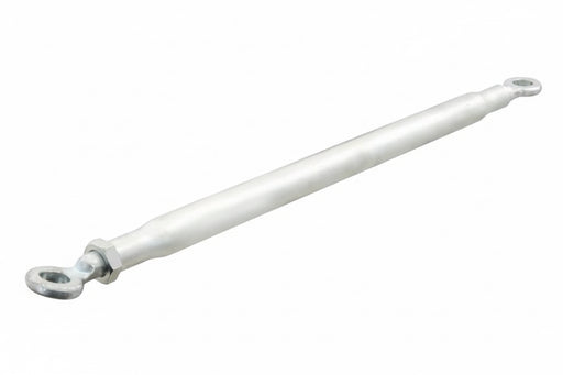 White metal rod with spherical ends on a white background