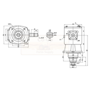 Schematic with dimensions on white background