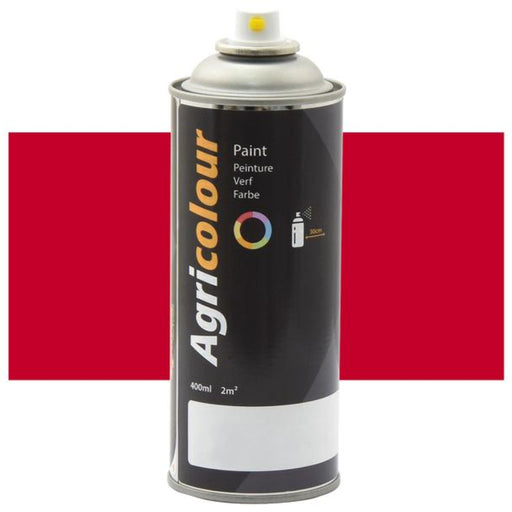 Agricolour spray paint can with a red color swatch on a white background