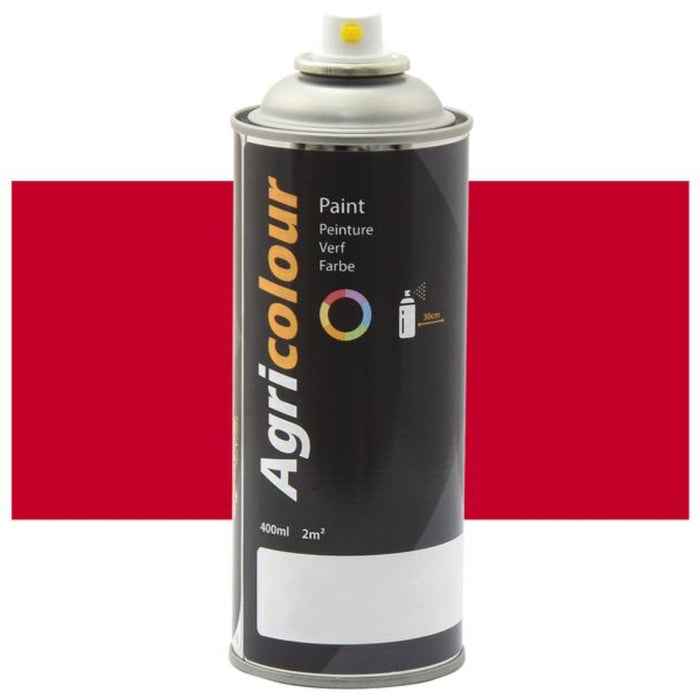 Agricolour spray paint can with a red color swatch on a white background