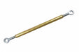 Gold metal rod with eye bolts on a white background