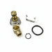 Set of brass and metal plumbing parts on a white background