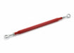 Red metal rod with eye bolts on a white background
