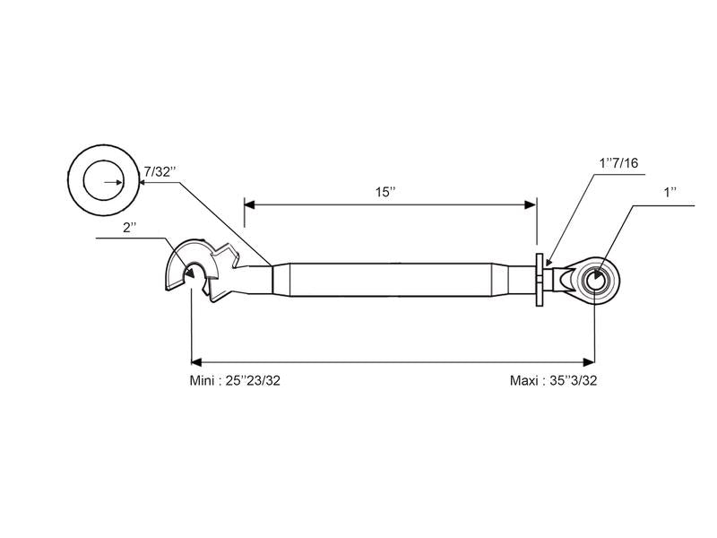 Heavy duty Top Link With Cat 2 Ball end and Quick Release Coupler End