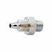 Metal fitting with a clear label on a white background
