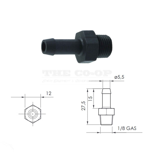 Silvan Replacement Part Adaptor 1/8 Thread Suit 6X8 Tube (042D-200138)
