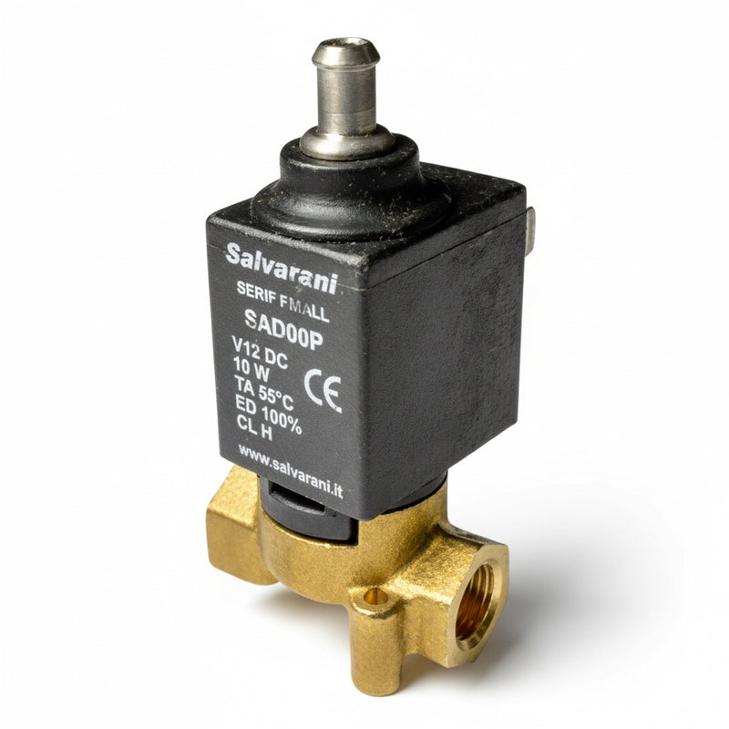 Electrical component with brass fitting and black housing, branded 'Salvartini'.