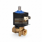 Brass valve with black actuator on a white background, featuring Co-op Farm Supply logo.
