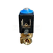 Small mechanical valve with brass components on a white background