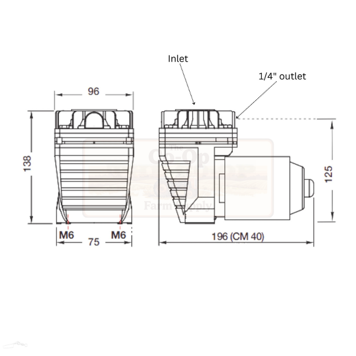 Technical drawing of a valve with labeled dimensions and features