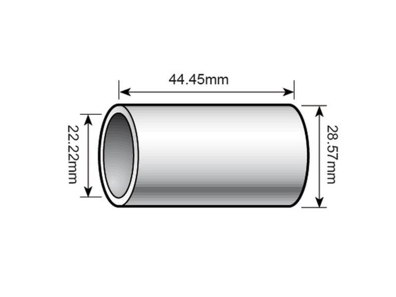 Measurement diagram of a cylindrical object with dimensions labeled.