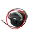 Black motor with red and black wires on a white background