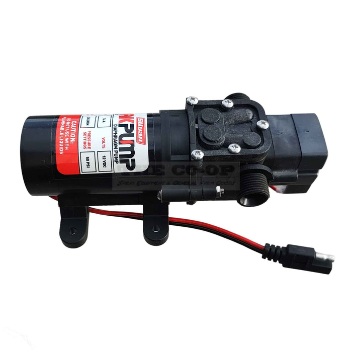 Silvan PakPump 12 volt 381-35 side view showing electrical connection