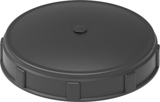 Black round lid on a white background