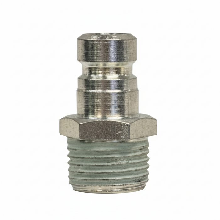 Metal plumbing fitting on a white background