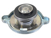 Metal radiator cap with engraved text on a white background upside down