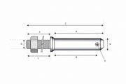 Technical drawing of a mechanical component with labeled dimensions on a white background
