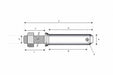 Technical drawing of a mechanical component with labeled dimensions on a white background