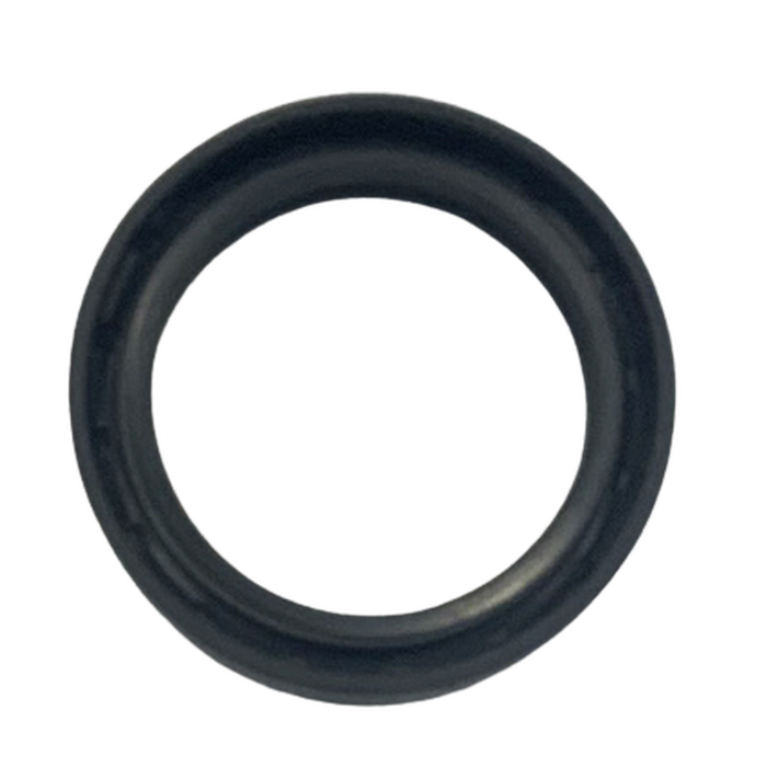 Black rubber O-ring on a white background