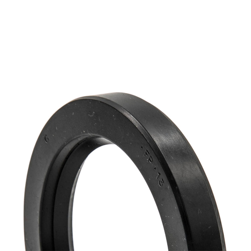 Black rubber seal on a white background